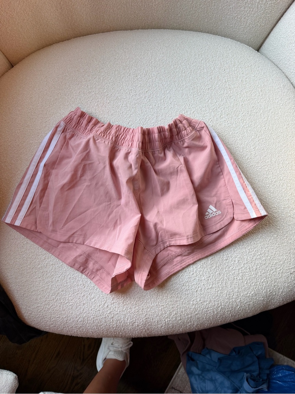 adidas Pink Running Shorts with White Stripes